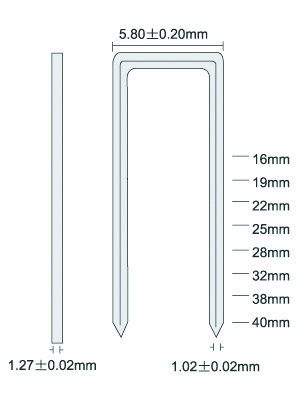 Staple 92(K) series sizess
