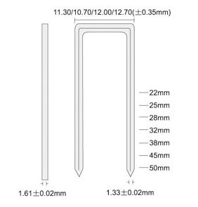 Staple N nails series sizess